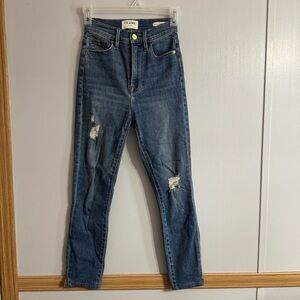 Frame Denim Ali High Rise Cigarette Distressed Ankle Jeans Size 24